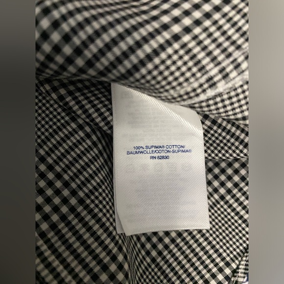 Lands’ End No-Iron 100% Supima Cotton Blouse Black White Gingham Check 10T - Picture 7 of 7